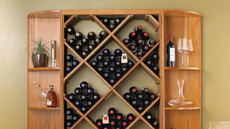 Homemade wine shelves and bottle holders for the kitchen