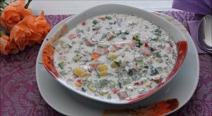 Okroshka with mineral water and sour cream What is needed for okroshka with mineral water