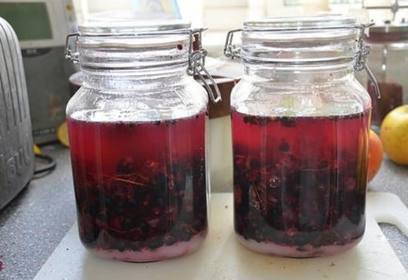 Tincture of black and red currants in alcohol